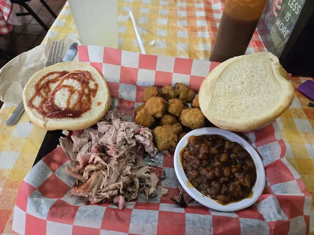 Pulled Pork Sandwich and BBQ Baked Beans